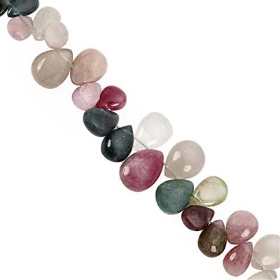 75cts Multi-Colour Tourmaline Smooth Pear Approx 6x5 to 14x11mm, 19cm Strand