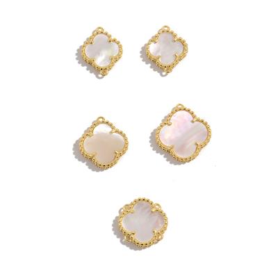 Gold Plated 925 Sterling Silver Mother of Pearl Clover Connector Kit, 5pcs