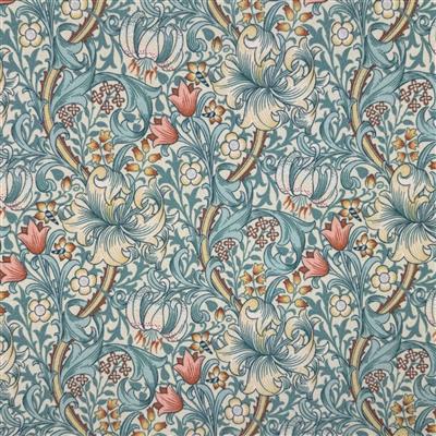 William Morris Golden Lily Cornflower Polyester Fabric 0.5m