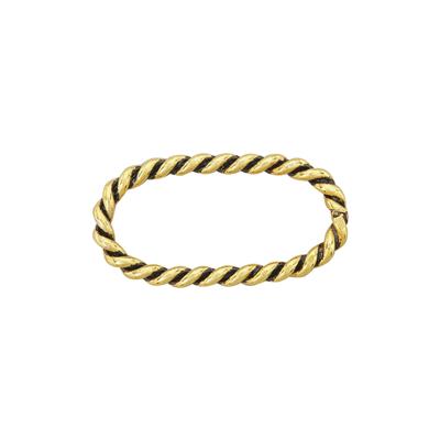 Gold Plated 925 Sterling Silver Twisted Oxidised Oval Connector (Open) Approx 11x21mm (1Pcs)