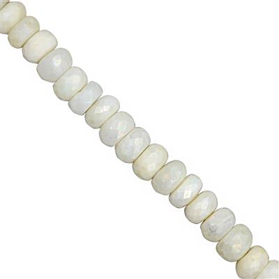 73cts A.B. Coated White Opal Faceted Rondelles Approx 6x5 to 8x5mm 21cm Strands