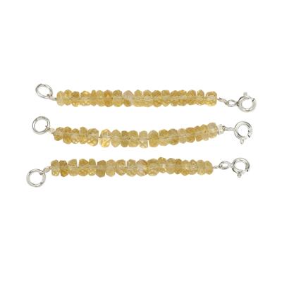 925 Sterling Silver Connector with Citrine Approx. 3x2 to 4x2mm Faceted Rondelles, Approx 5.5cm (Set of 3)