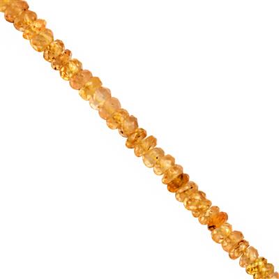 15cts Yellow Sapphire Graduated Faceted Rondelles Approx 2x1 to 4x2mm, 19cm Strand