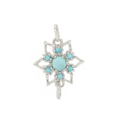 925 Sterling Silver Snowflake Connector Approx 15mm with Gem Set Sleeping Beauty Turquoise