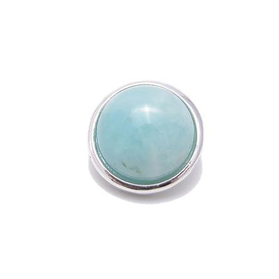 Silver Plated Base Metal Chinese Amazonite Button, Approx 12mm 