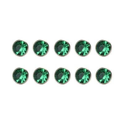 Green Machine 8mm Diamante Rivets with Jade Green Rhinestone (10 Sets)