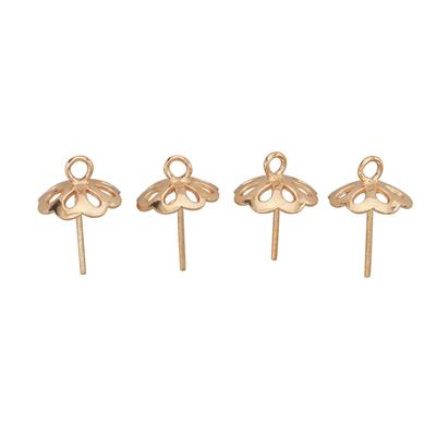 Rose Gold Plated 925 Sterling Silver Flower Bail With Loop Approx 15x10mm (pack of 4 pcs)