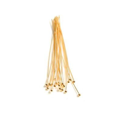 JM Essential 925 Gold Plated Sterling Silver Ball Head Pins - 75mm 22 Gauge/0.64mm - (20pcs)
