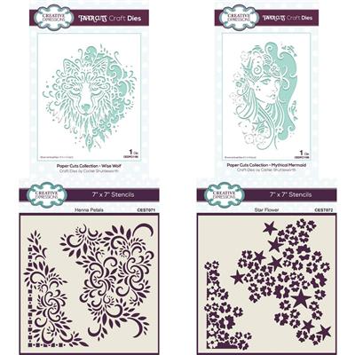 Creative Expressions Paper Cuts Die and Stencil Bundle - Mermaid and Wolf