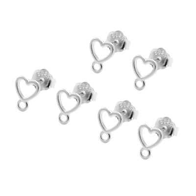 925 Sterling Silver Heart Earrings with Loop, 3pairs
