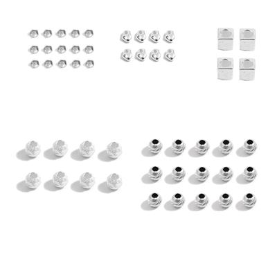 925 Sterling Silver Spacer Beads, 5 designs, 50pcs (4mm, 3mm, 3mm, 3mm and 4mm) 