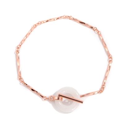 Rose Gold Plated 925 Sterling Silver Twisted Connector Bracelet Kit with White Jadeite Toggle Clasp