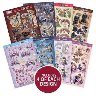 A Touch of Magic Decoupage Topper Collection - 8 Designs, 4 of Each - 32 A4 Sheets in Total