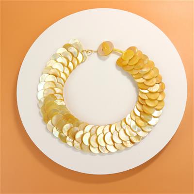 Golden South Sea Shell Necklace Approx 15mm Flat Rounds & 20mm Toggle Clasp