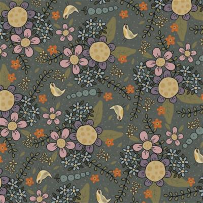 Lynette Anderson Botanicals Collection Flowerspray  Elephant Fabric 0.5m