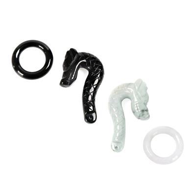 Double Trouble  95cts Type A Multicolour & Type A Black Jadeite   Jadeite Dragon Clasps