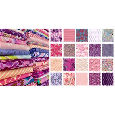 Designer Purple, Pink and Mauve FQ Pack of 40 with FREE FQ Friendly Quilt Pattern