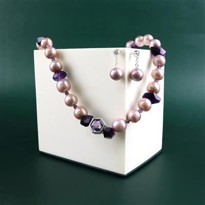 Pair of Half Drilled Natural Purple Pearls, Approx 9-10mm 