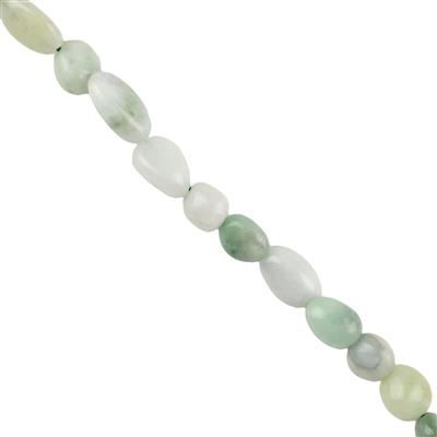 185cts Type A Jadeite Tumbled Nuggets Approx 10x12mm, 38cm Strand