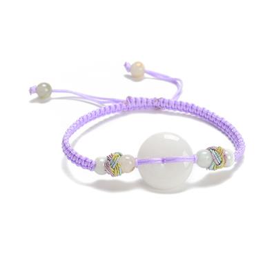 Nylon Cord Braiding Bracelet with 20cts Type A Aqua Jadeite Huaigu and Rounds