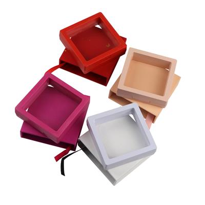 Pack of 4 Jewellery PVC Window Display Boxes with Sleeve (Light Pink, Hot Pink, Red & White) Approx 11cm 