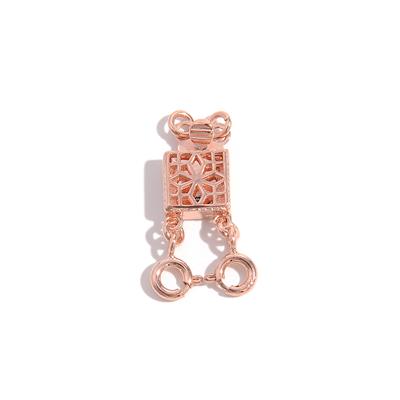 Rose Gold 925 Sterling Silver Box Double Clasp Approx 20x8mm
