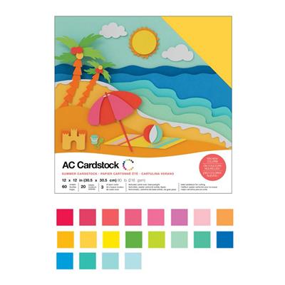 12 x 12-inch AC Cardstock by American Crafts Includes 60 Sheets Primaries  NEW