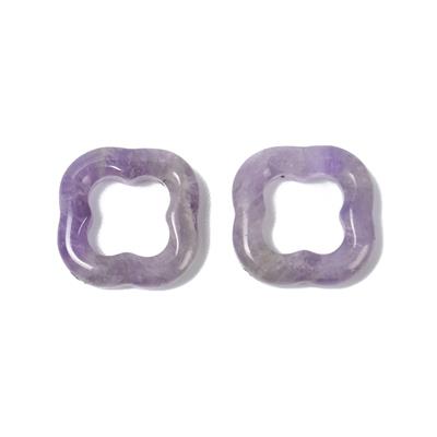 12cts Amethyst Hollow 4 Leaf Clover Approx 18x18mm (2pcs)