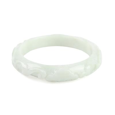 275cts Type A White Jadeite Carved Dragon & Phoenix Bangle