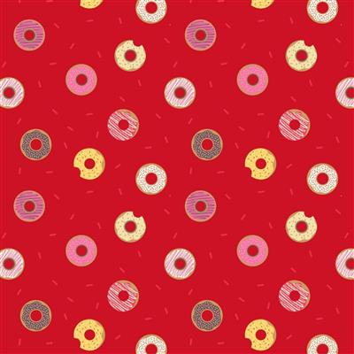 Lewis & Irene Small Things… Sweet Doughnuts Red Fabric 0.5m