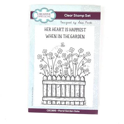 Creative Expressions Sam Poole Floral Garden Gate 6 in x 4 in Clear Stamp Set