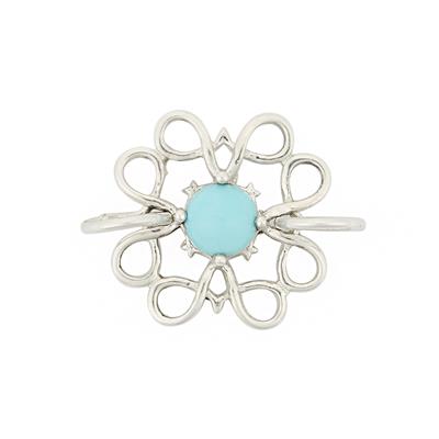 925 Sterling Silver Gem Set Flower Connector, Sleeping Beauty Turquoise, Approx 15x15mm
