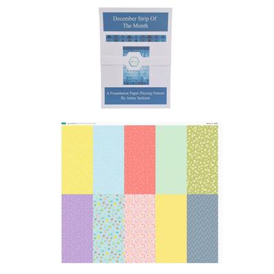 Jenny Jackson's Pastels FPP December Strip of the Month Kit: Pattern, Fabric Panel & Ready To Use Templates