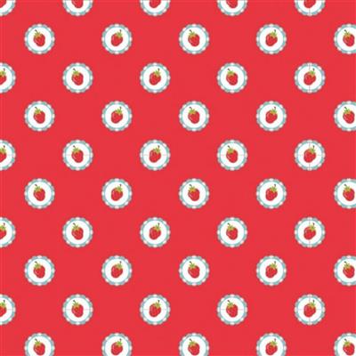 Poppie Cotton Hopscotch & Freckles Strawberry Red Fabric 0.5m