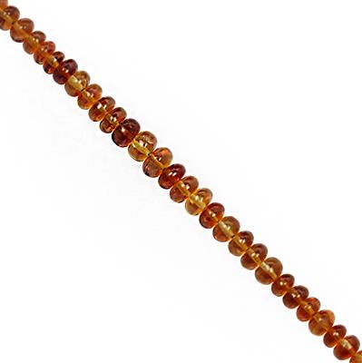 25cts Madeira Citrine Smooth Rondelles Approx 3.5x2 to 5.5x2mm, 17cm Strand