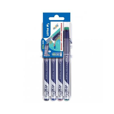 FriXion Erasable Fineliner Pack of 4 Pens - Black, Blue, Red & Green