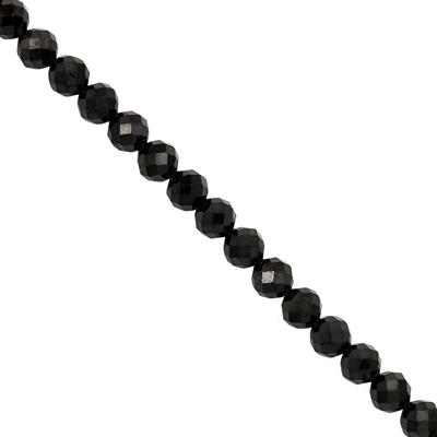 55cts Black Spinel Faceted Round Approx 4mm, 38cm Strand