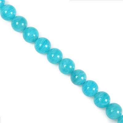 230cts Natural Mozambique Amazonite Plain Rounds, Approx 10mm, 38cm Strand