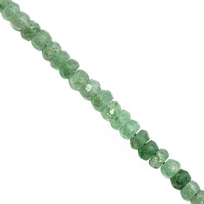 52cts Green Aventurine Quartz Graduated Faceted Rondelle Approx 4x2.5 to 6x4mm, 22cm Strand