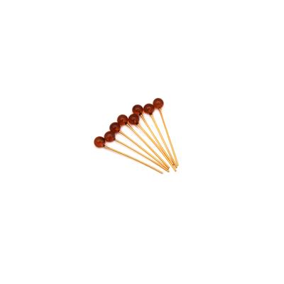 Baltic Cognac Amber 5mm Round Bead 32mm Gold Plated 925 Silver Headpins (10pcs)