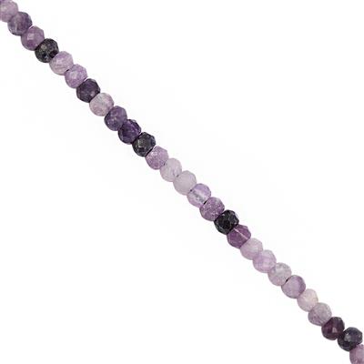 17cts Mongolian shaded Flourite Faceted Rondelle Approx 2x1.5 to 2.5x2mm, 30cm Strand