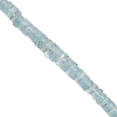 70cts Aquamarine Graduated Faceted Wheel Approx 2.5x1 to 6.5x2.5mm, 34cm Strand
