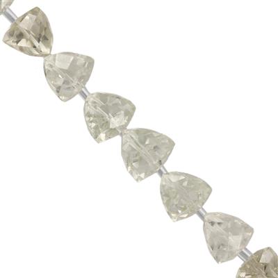 75cts Clear Quartz Faceted Trillian Approx 7 to 10mm, 19cm Strand With Spacers