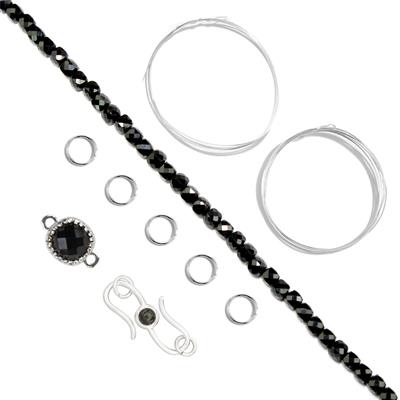 925 Sterling Silver, Black Spinel Rose Cut Connector & Faceted Cube Project 