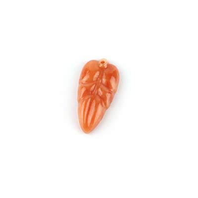 20cts Type A Red Jadeite Carved Bead Leaves 27x15mm Pendant, 1pc