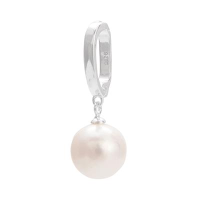White Freshwater Cultured Drop Pearl Pendant Approx 11-14mm With 925 Sterling Silver Peg Bail