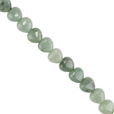  105cts Type A Jadeite Plain Hearts Approx. 8mm, 30cm Strands