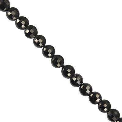 25cts Black Spinel Faceted Coins Approx 3 to 4mm, 30cm Strand