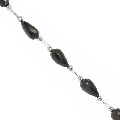 80cts Black Spinel Smooth Straight Drill Drops Approx 10x5 to 15x6mm, 33cm Strand