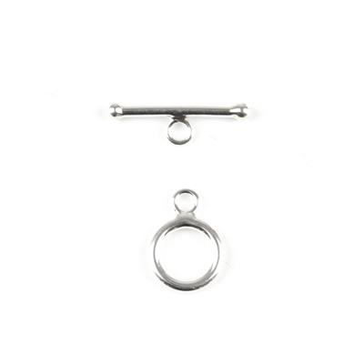 JM Essential 925 Sterling Silver Toggle Clasp T-Bar - Approx 23mm, Ring 12mm (1pc)